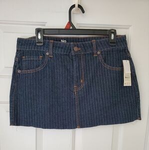No Boundaries M 8/10 Skirt Denim Striped Frayed Edge Mid Rise Mini New